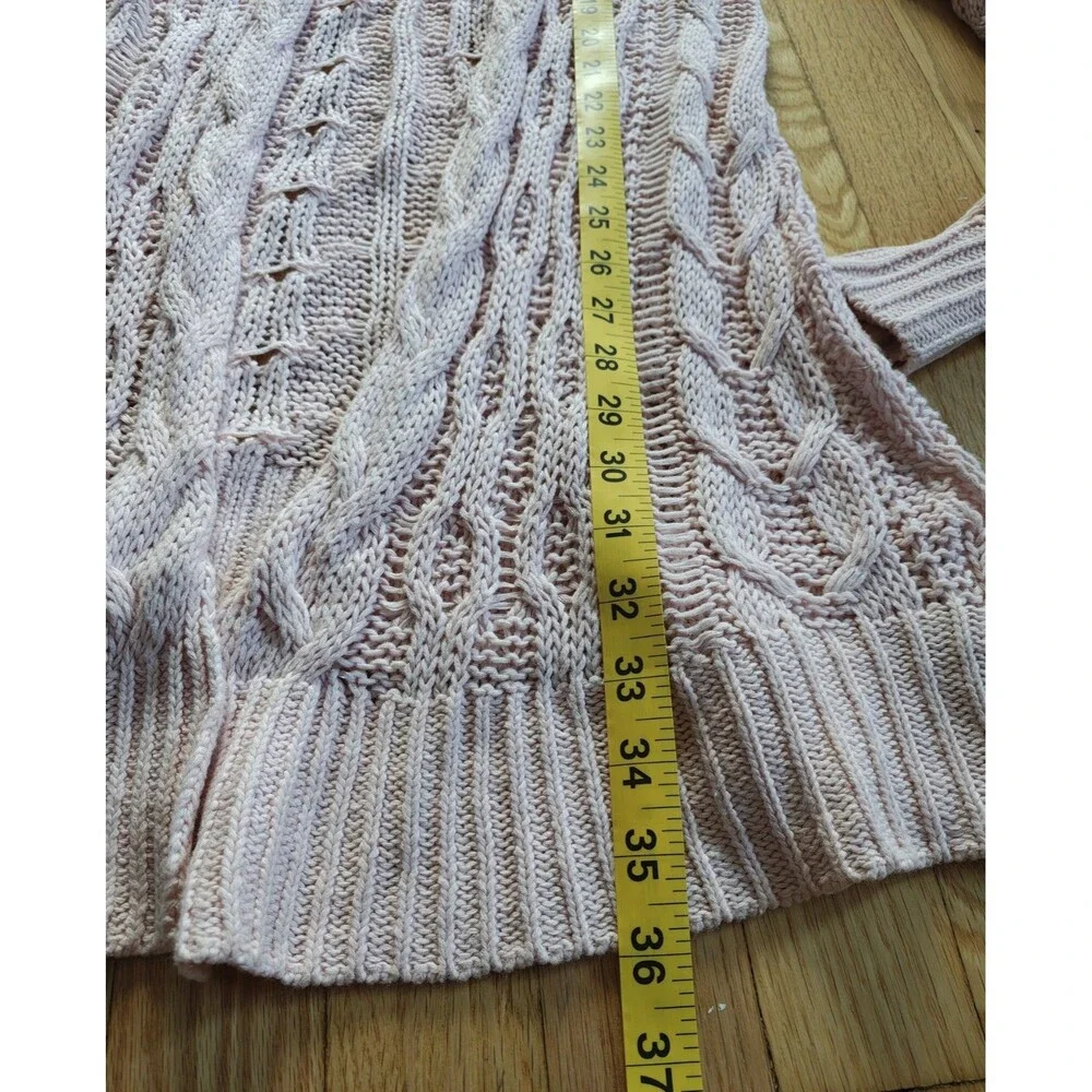 Free People Pink Cable Knit Cardigan Sweater Women's XS Cozy Boho Chunky Knit